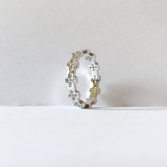 White Gold CZ Micro Pave Rhodium Plated Ring - Picture 3 of 4